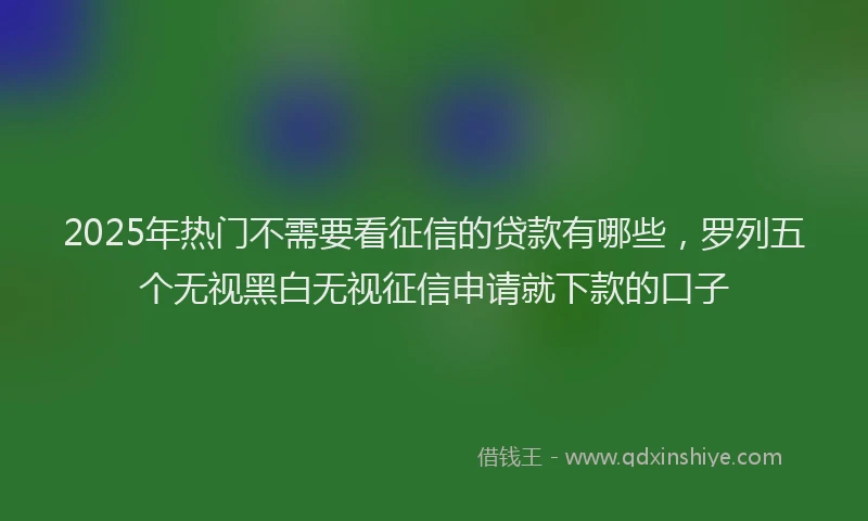2025年热门不需要看征信的贷款有哪些，罗列五个无视黑白无视征信申请就下款的口子