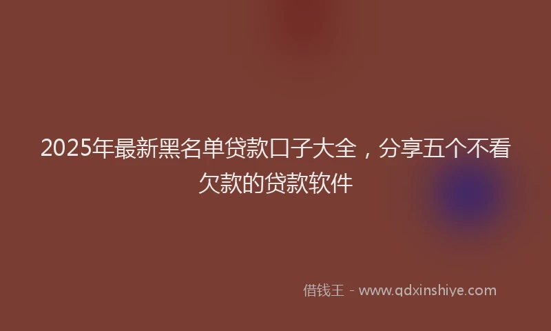 2025年最新黑名单贷款口子大全，分享五个不看欠款的贷款软件