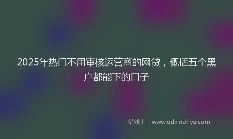 2025年热门不用审核运营商的网贷，概括五个黑户都能下的口子