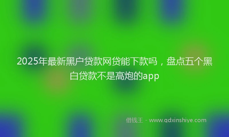 2025年最新黑户贷款网贷能下款吗，盘点五个黑白贷款不是高炮的app