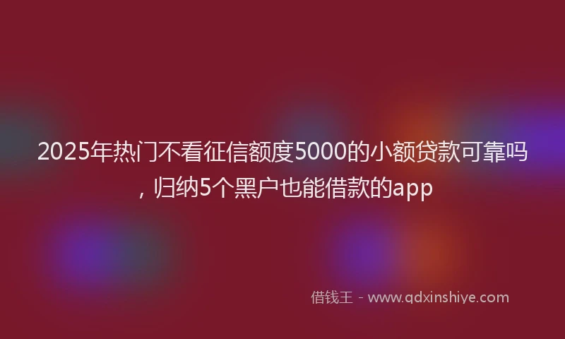 2025年热门不看征信额度5000的小额贷款可靠吗，归纳5个黑户也能借款的app