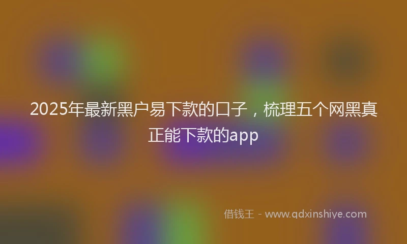 2025年最新黑户易下款的口子，梳理五个网黑真正能下款的app