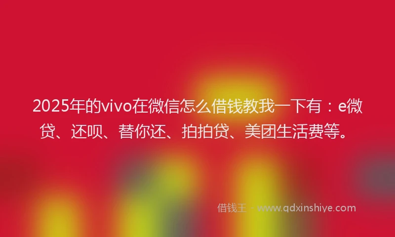 2025年的vivo在微信怎么借钱教我一下有：e微贷、还呗、替你还、拍拍贷、美团生活费等。