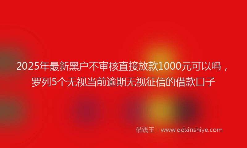 2025年最新黑户不审核直接放款1000元可以吗，罗列5个无视当前逾期无视征信的借款口子