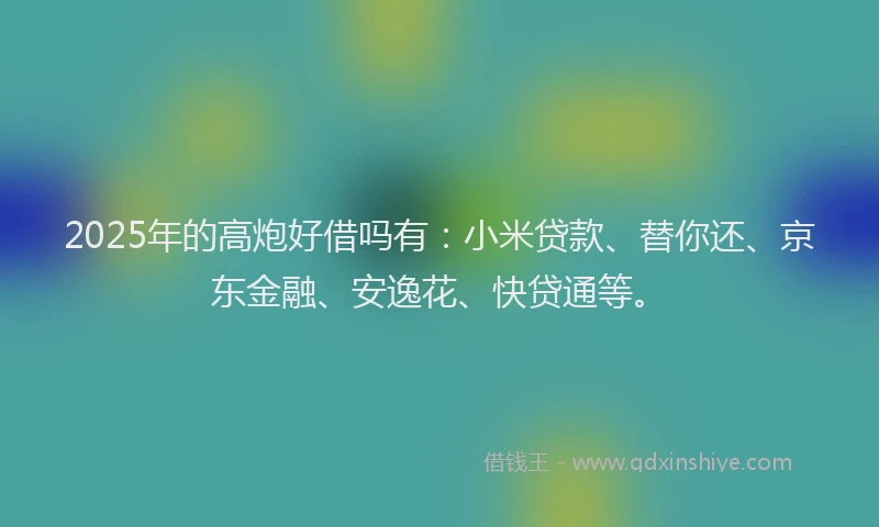 2025年的高炮好借吗有：小米贷款、替你还、京东金融、安逸花、快贷通等。