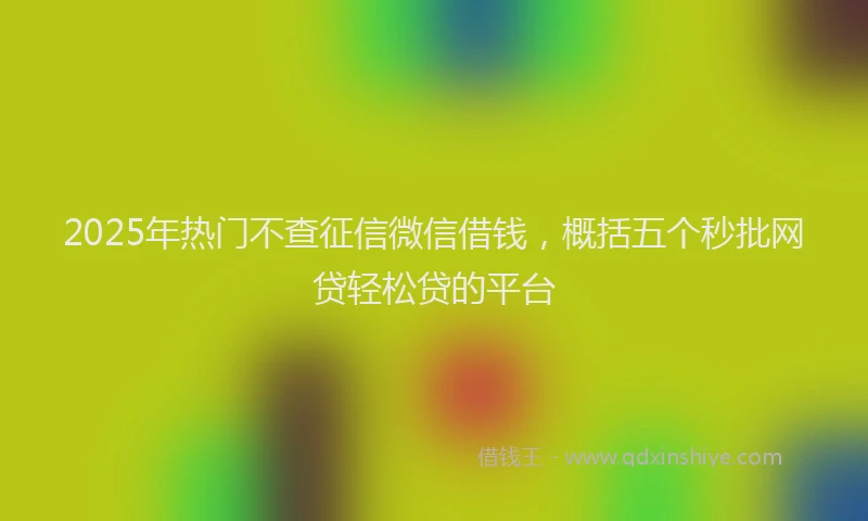 2025年热门不查征信微信借钱，概括五个秒批网贷轻松贷的平台