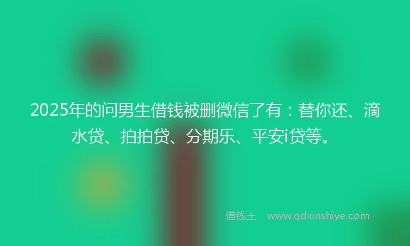 2025年的问男生借钱被删微信了有：替你还、滴水贷、拍拍贷、分期乐、平安i贷等。