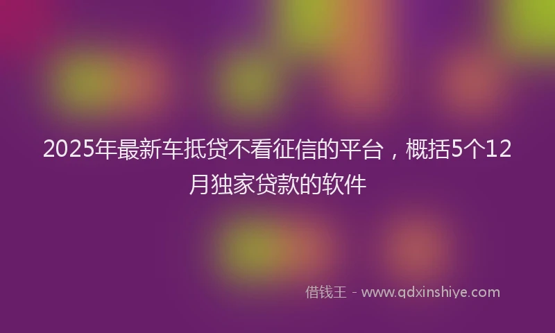2025年最新车抵贷不看征信的平台，概括5个12月独家贷款的软件