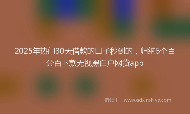 2025年热门30天借款的口子秒到的，归纳5个百分百下款无视黑白户网贷app