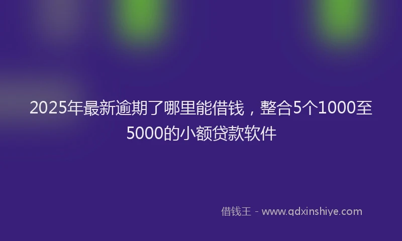 2025年最新逾期了哪里能借钱，整合5个1000至5000的小额贷款软件