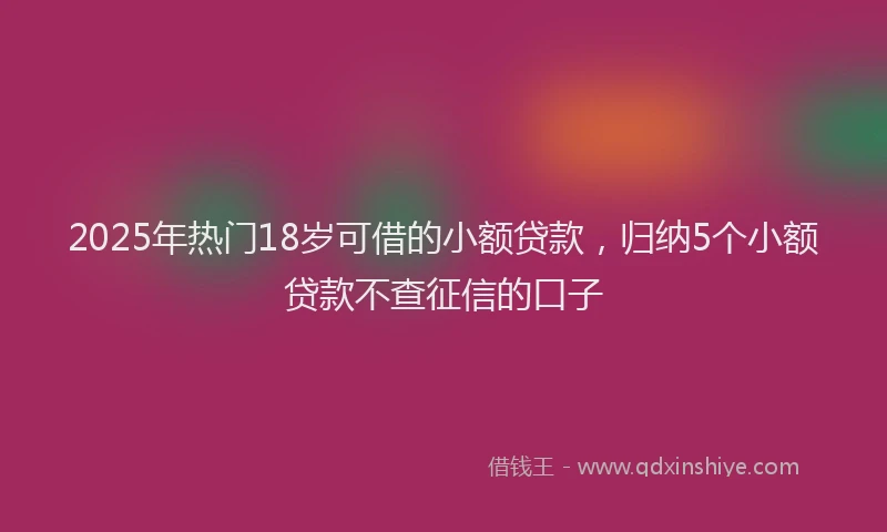 2025年热门18岁可借的小额贷款，归纳5个小额贷款不查征信的口子