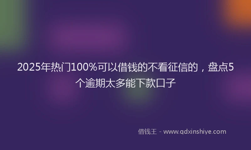 2025年热门100%可以借钱的不看征信的，盘点5个逾期太多能下款口子
