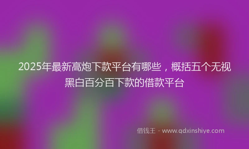 2025年最新高炮下款平台有哪些，概括五个无视黑白百分百下款的借款平台