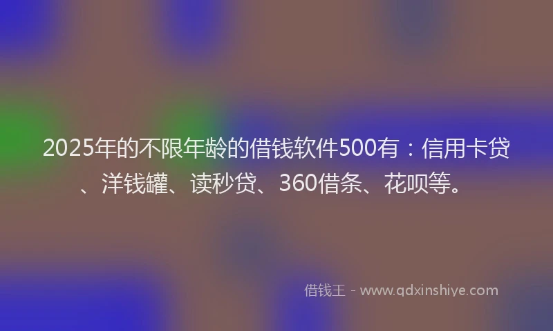 2025年的不限年龄的借钱软件500有：信用卡贷、洋钱罐、读秒贷、360借条、花呗等。