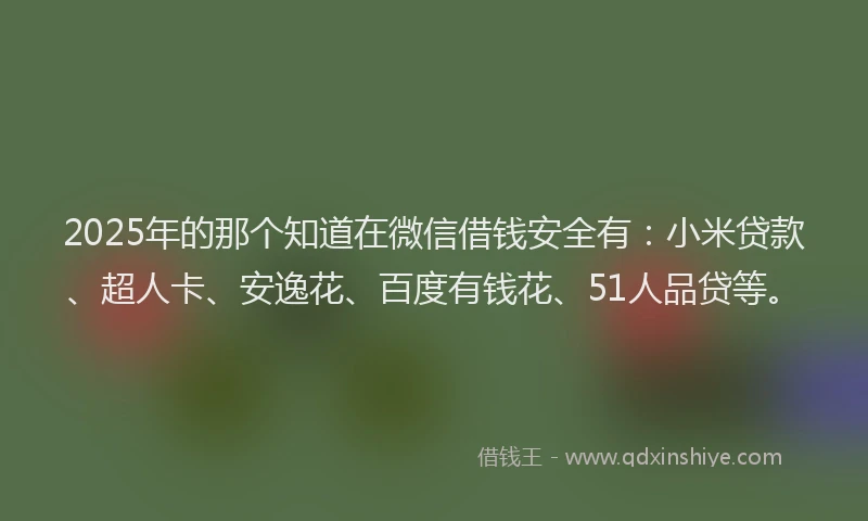 2025年的那个知道在微信借钱安全有：小米贷款、超人卡、安逸花、百度有钱花、51人品贷等。