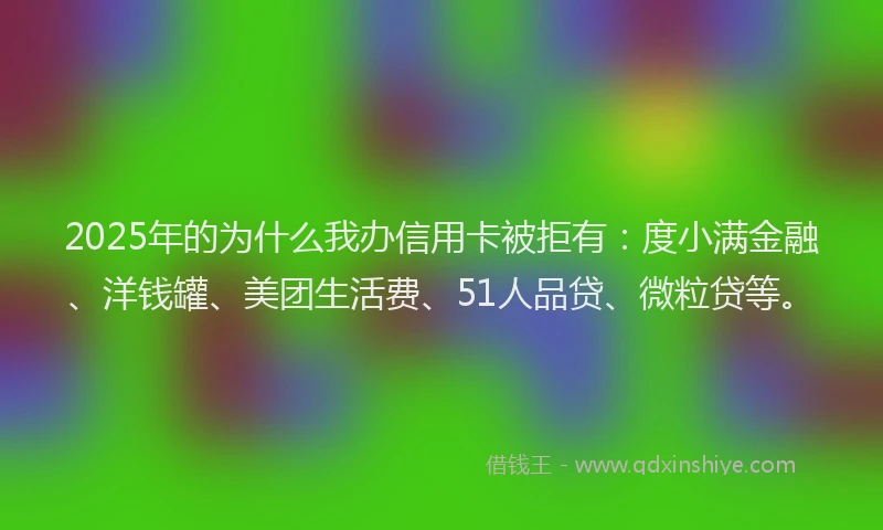 2025年的为什么我办信用卡被拒有：度小满金融、洋钱罐、美团生活费、51人品贷、微粒贷等。