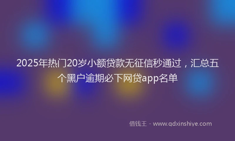 2025年热门20岁小额贷款无征信秒通过，汇总五个黑户逾期必下网贷app名单