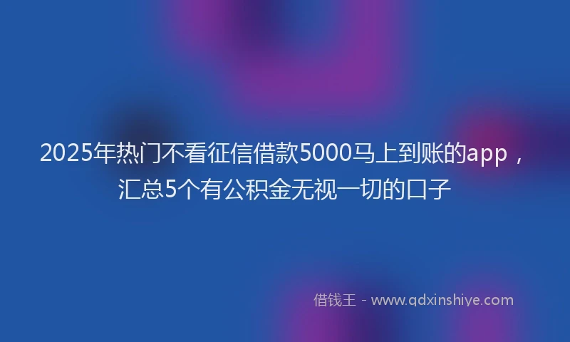 2025年热门不看征信借款5000马上到账的app，汇总5个有公积金无视一切的口子