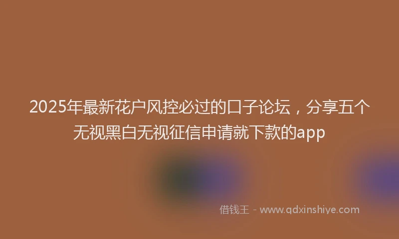 2025年最新花户风控必过的口子论坛，分享五个无视黑白无视征信申请就下款的app