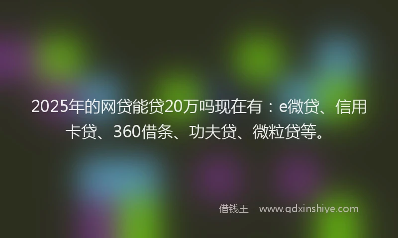 2025年的网贷能贷20万吗现在有：e微贷、信用卡贷、360借条、功夫贷、微粒贷等。