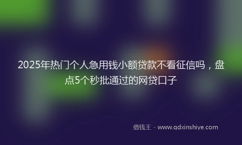 2025年热门个人急用钱小额贷款不看征信吗，盘点5个秒批通过的网贷口子