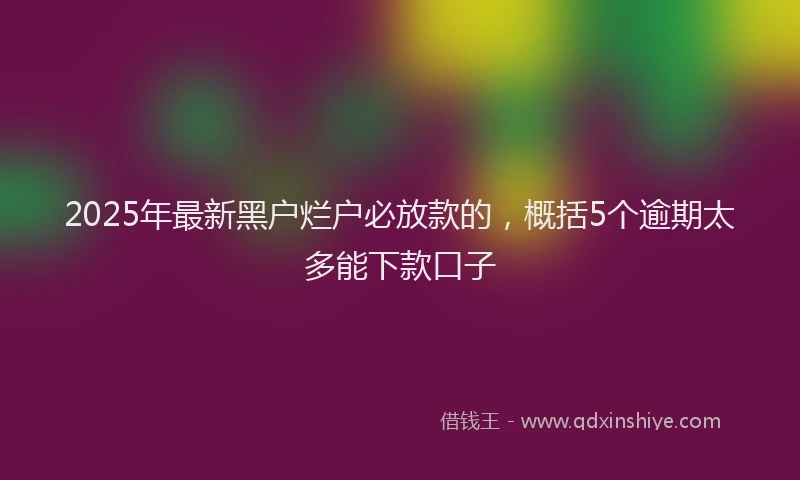 2025年最新黑户烂户必放款的，概括5个逾期太多能下款口子