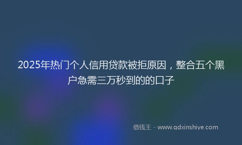 2025年热门个人信用贷款被拒原因，整合五个黑户急需三万秒到的的口子