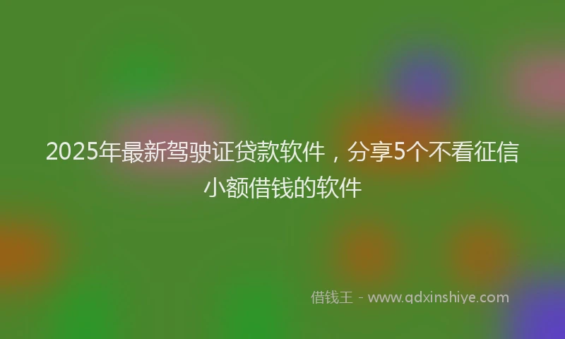 2025年最新驾驶证贷款软件，分享5个不看征信小额借钱的软件