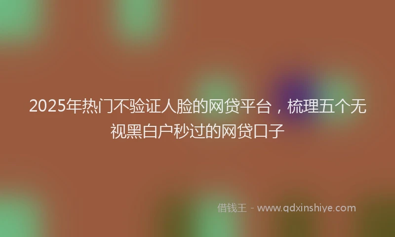 2025年热门不验证人脸的网贷平台，梳理五个无视黑白户秒过的网贷口子
