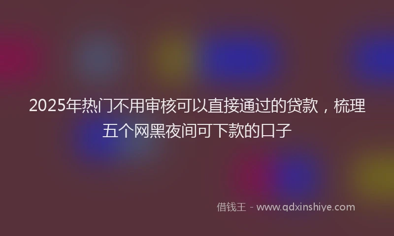 2025年热门不用审核可以直接通过的贷款，梳理五个网黑夜间可下款的口子