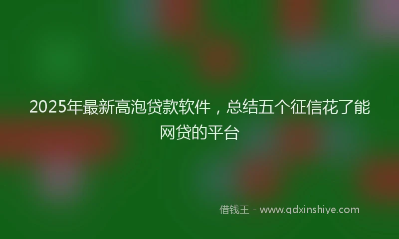 2025年最新高泡贷款软件，总结五个征信花了能网贷的平台