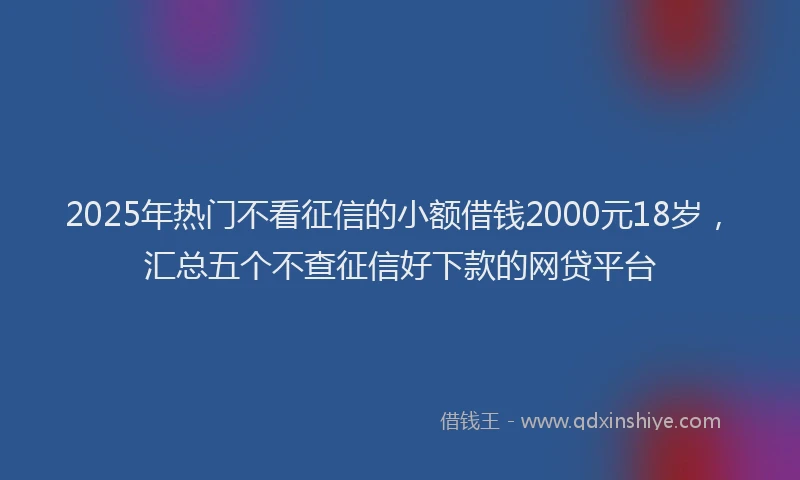 2025年热门不看征信的小额借钱2000元18岁，汇总五个不查征信好下款的网贷平台