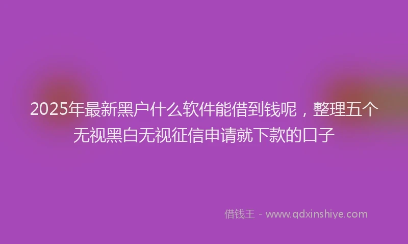 2025年最新黑户什么软件能借到钱呢，整理五个无视黑白无视征信申请就下款的口子
