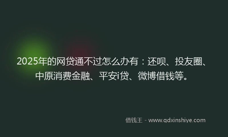 2025年的网贷通不过怎么办有：还呗、投友圈、中原消费金融、平安i贷、微博借钱等。
