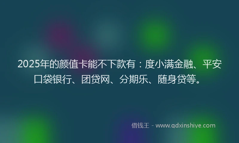 2025年的颜值卡能不下款有：度小满金融、平安口袋银行、团贷网、分期乐、随身贷等。