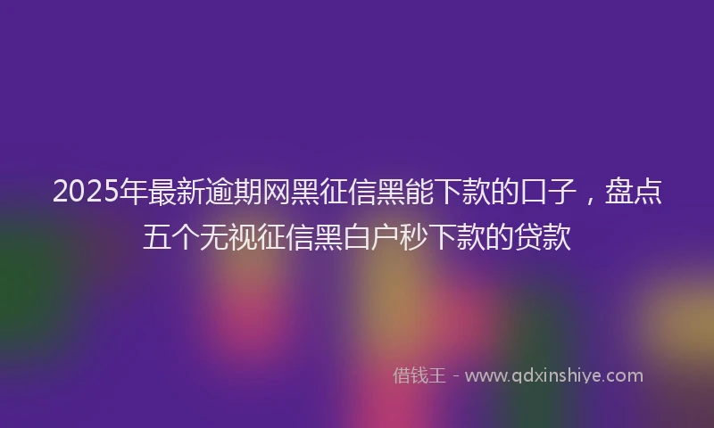 2025年最新逾期网黑征信黑能下款的口子，盘点五个无视征信黑白户秒下款的贷款