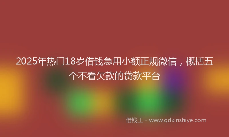 2025年热门18岁借钱急用小额正规微信，概括五个不看欠款的贷款平台