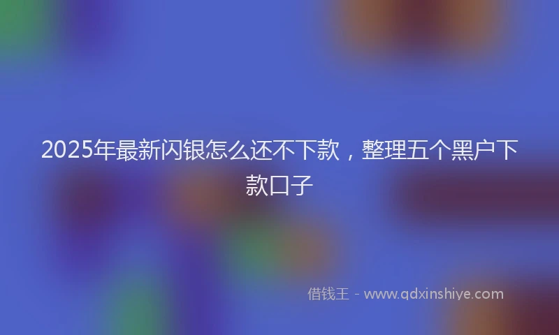 2025年最新闪银怎么还不下款，整理五个黑户下款口子