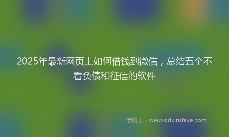2025年最新网页上如何借钱到微信，总结五个不看负债和征信的软件