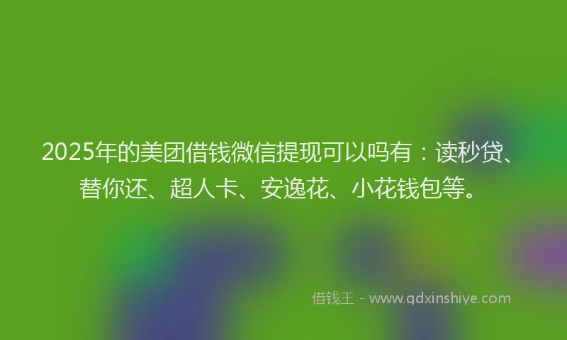 2025年的美团借钱微信提现可以吗有：读秒贷、替你还、超人卡、安逸花、小花钱包等。