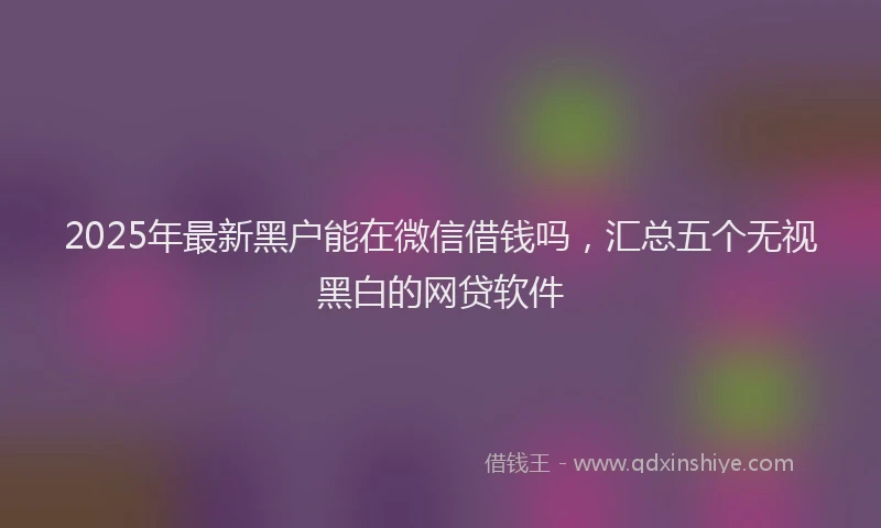 2025年最新黑户能在微信借钱吗，汇总五个无视黑白的网贷软件