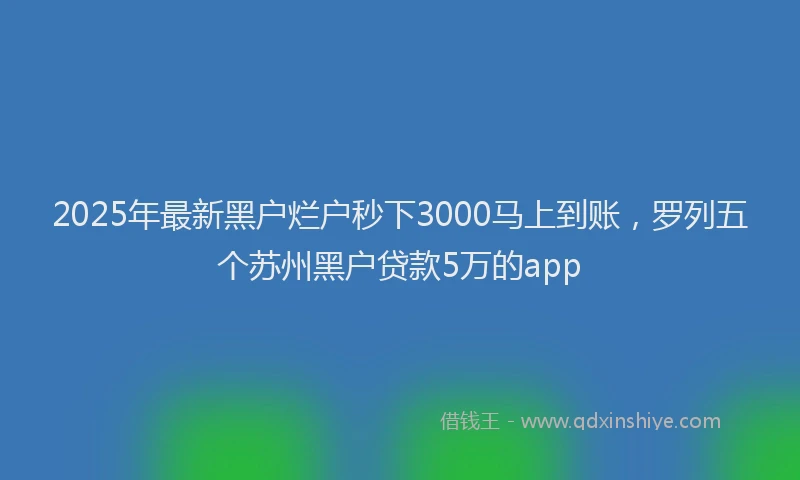 2025年最新黑户烂户秒下3000马上到账，罗列五个苏州黑户贷款5万的app