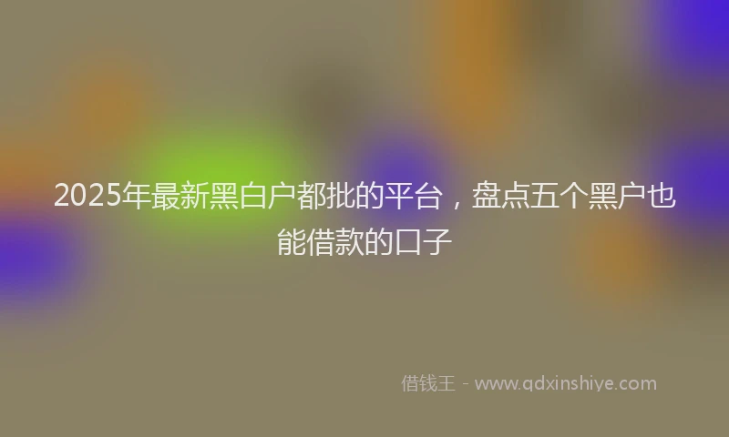 2025年最新黑白户都批的平台，盘点五个黑户也能借款的口子