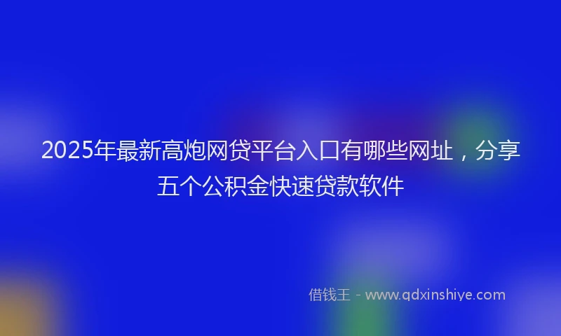 2025年最新高炮网贷平台入口有哪些网址，分享五个公积金快速贷款软件