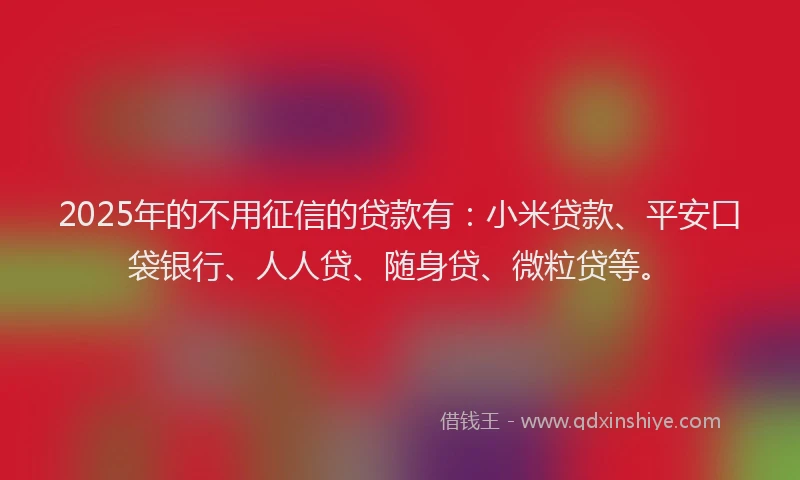 2025年的不用征信的贷款有：小米贷款、平安口袋银行、人人贷、随身贷、微粒贷等。