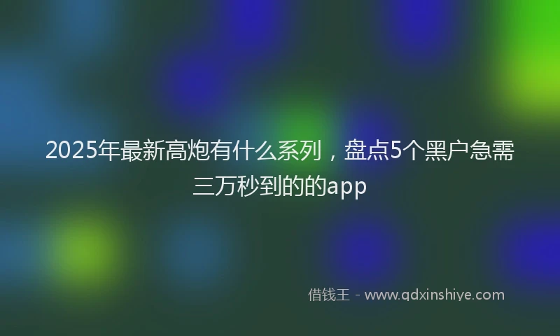 2025年最新高炮有什么系列，盘点5个黑户急需三万秒到的的app