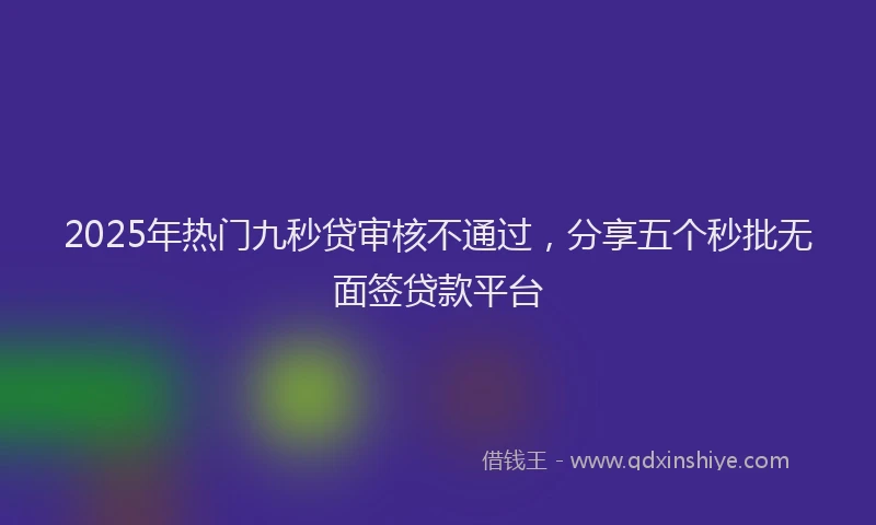 2025年热门九秒贷审核不通过，分享五个秒批无面签贷款平台