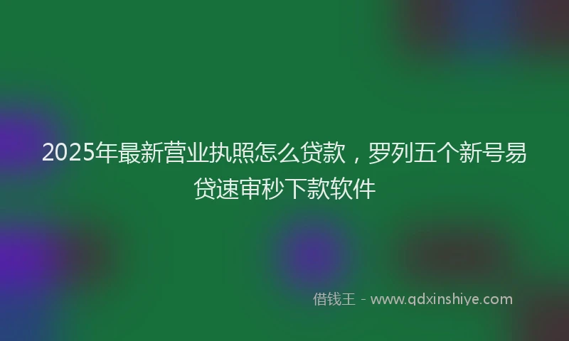 2025年最新营业执照怎么贷款，罗列五个新号易贷速审秒下款软件