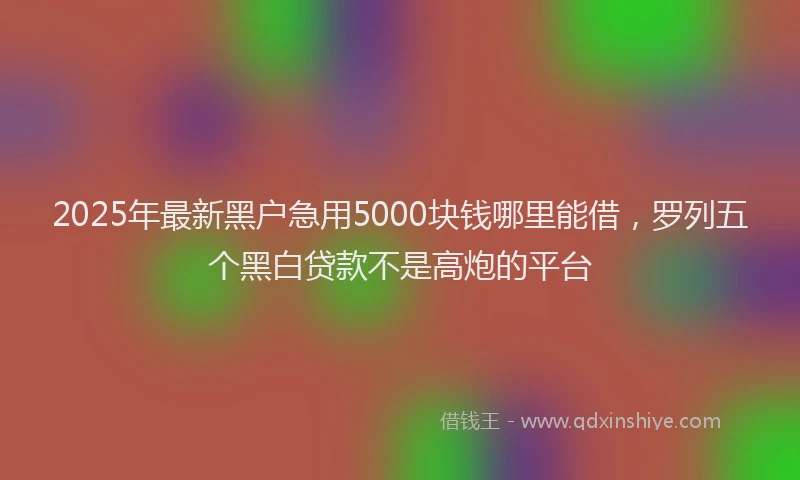 2025年最新黑户急用5000块钱哪里能借，罗列五个黑白贷款不是高炮的平台