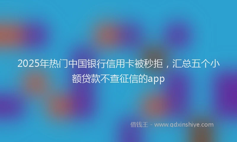 2025年热门中国银行信用卡被秒拒，汇总五个小额贷款不查征信的app
